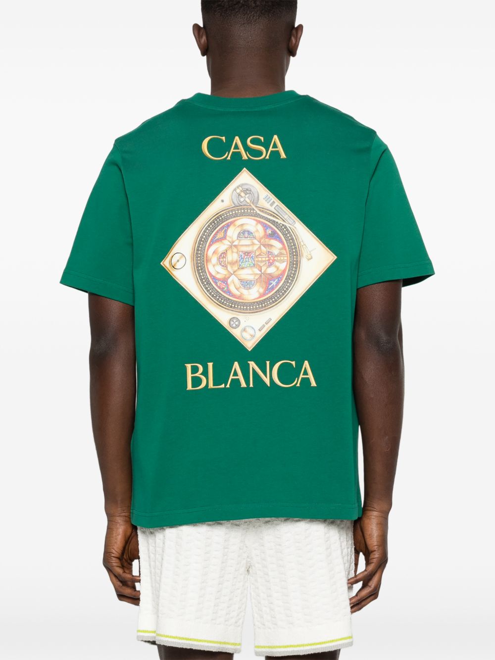 CASABLANCA T-shirt verde con stampa grafica 