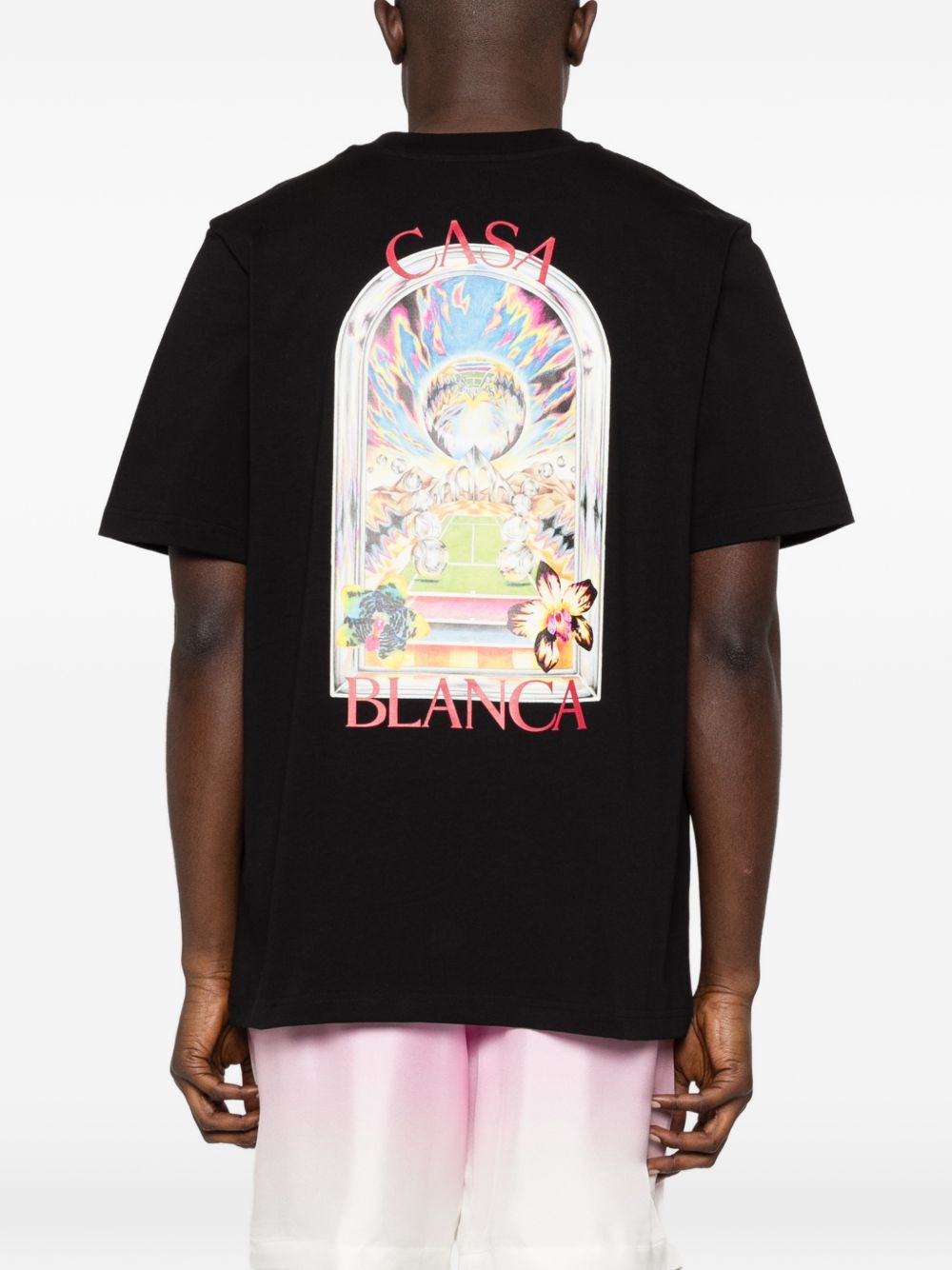CASABLANCA T-shirt con stampa grafica in cotone nero 