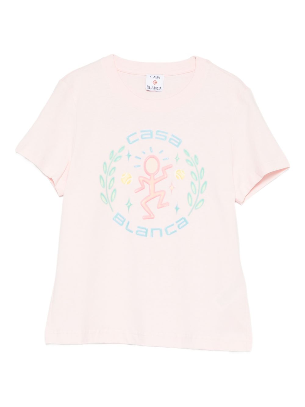 CASABLANCA T-shirt in cotone rosa con stampa logo 