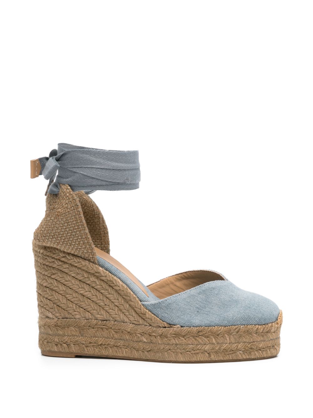 CASTANER Zeppa con lacci in cotone azzurro 