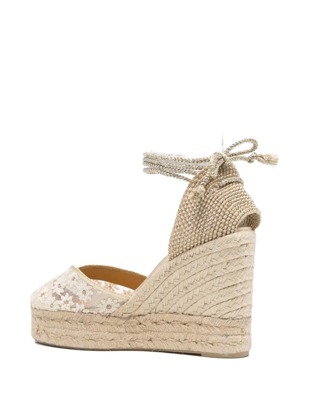 CASTANER Zeppe beige con ricamo floreale in pizzo 
