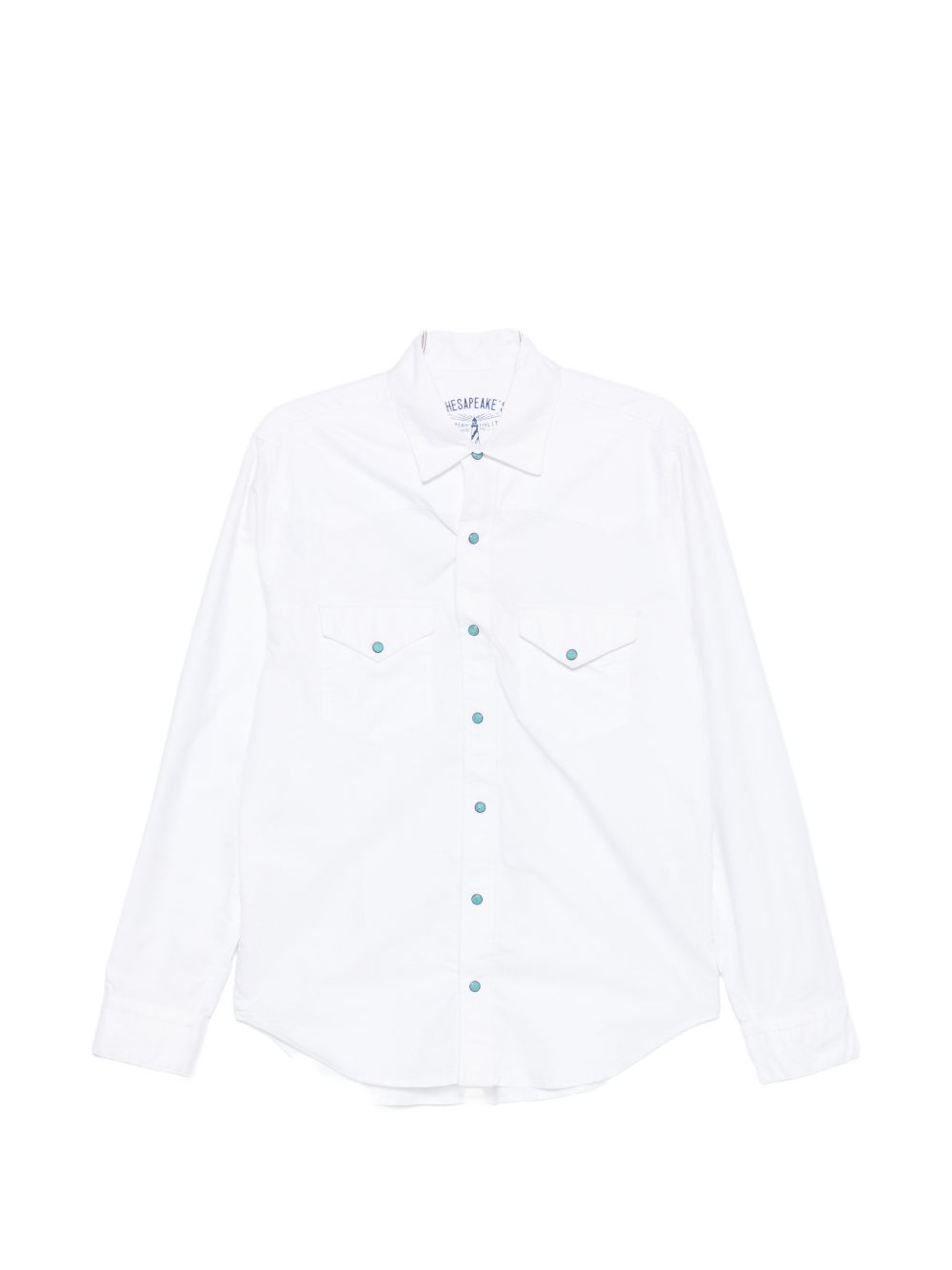 CHESAPEAKES Camicia bianca con tasche e bottoni celesti 
