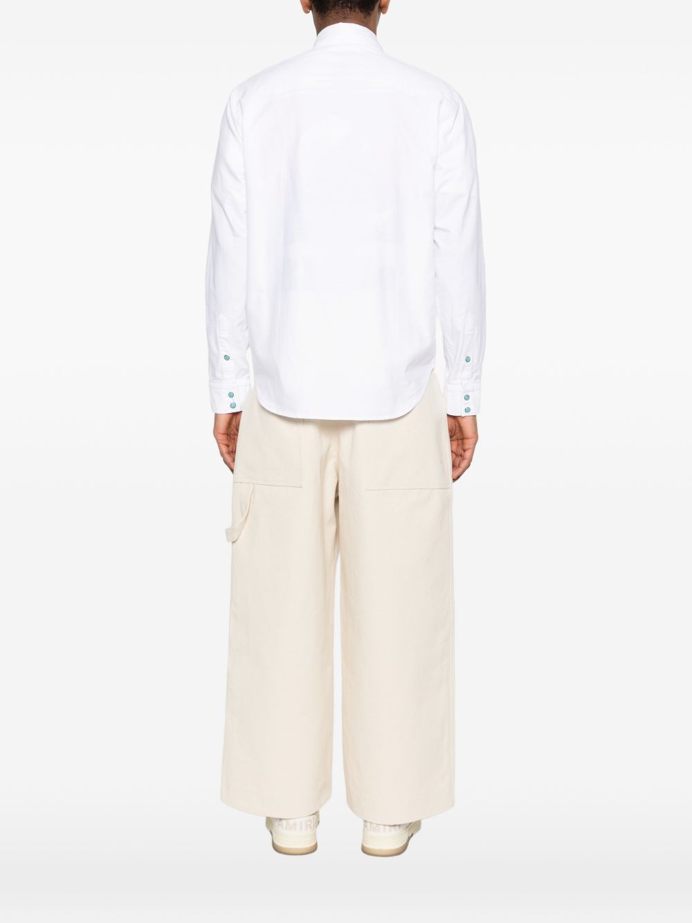CHESAPEAKES Camicia bianca con tasche e bottoni celesti 