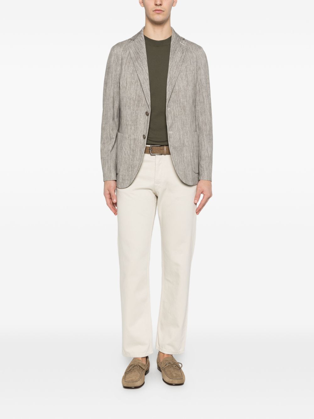 CIRCOLO 1901 Giacca Scrub monopetto in cotone beige con tasche 