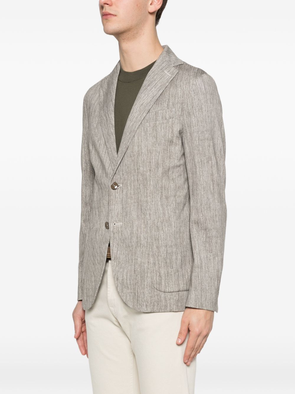 CIRCOLO 1901 Giacca Scrub monopetto in cotone beige con tasche 