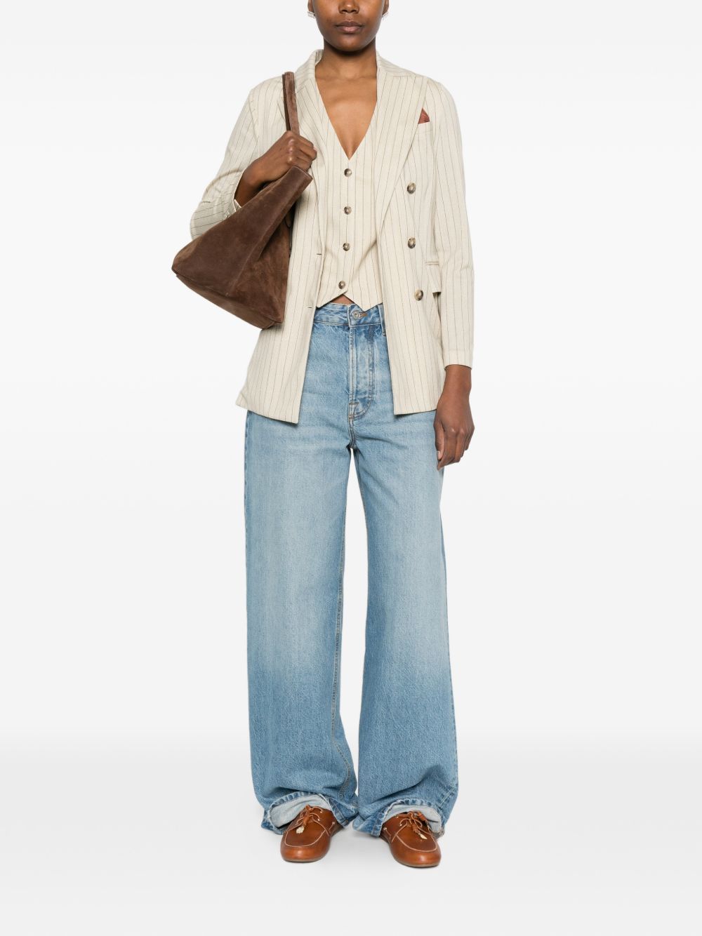 CIRCOLO 1901 Blazer doppiopetto gessato chiaro con tasche laterali 