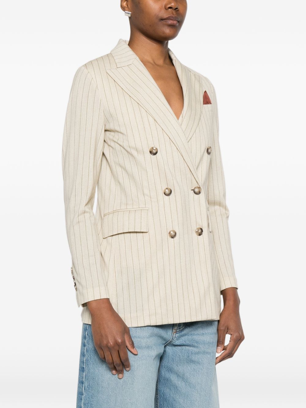 CIRCOLO 1901 Blazer doppiopetto gessato chiaro con tasche laterali 