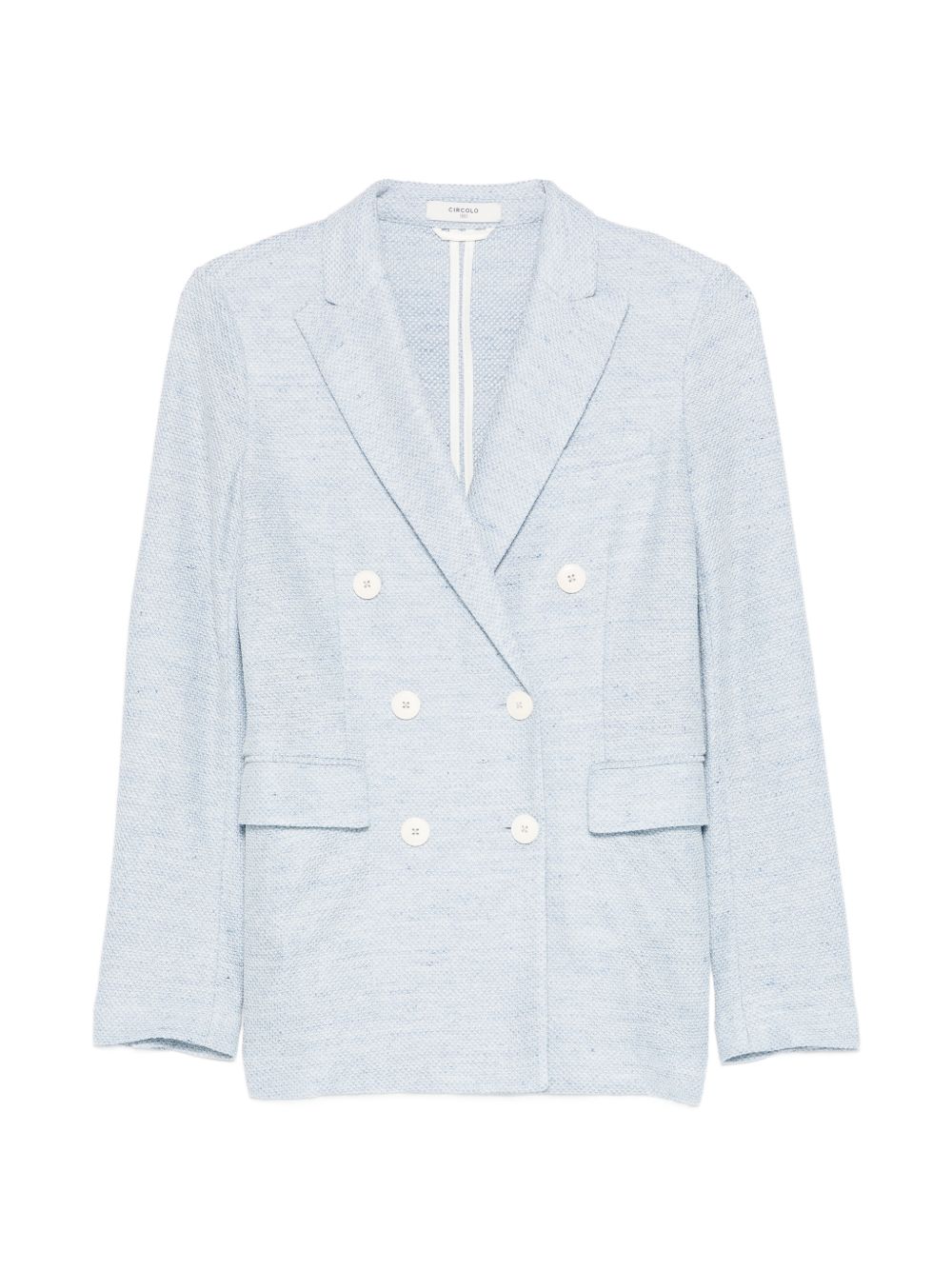 CIRCOLO 1901 Blazer doppiopetto celeste in lino con tasche 