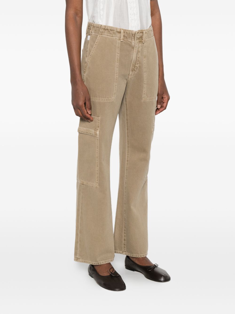 CITIZENS OF HUMANITY Jeans Clina a zampa beige con tasche 