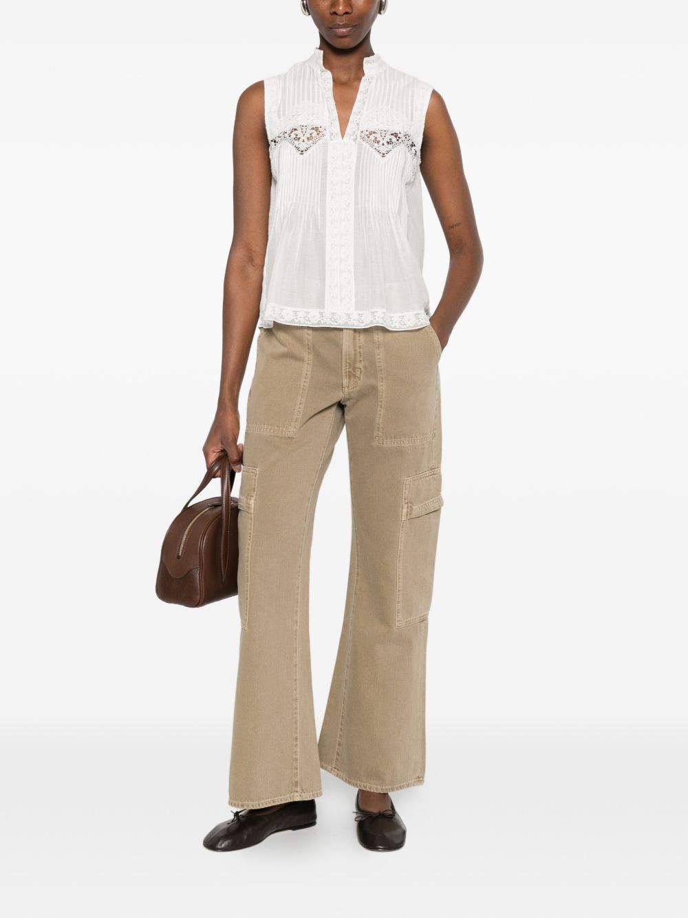 CITIZENS OF HUMANITY Jeans Clina a zampa beige con tasche 
