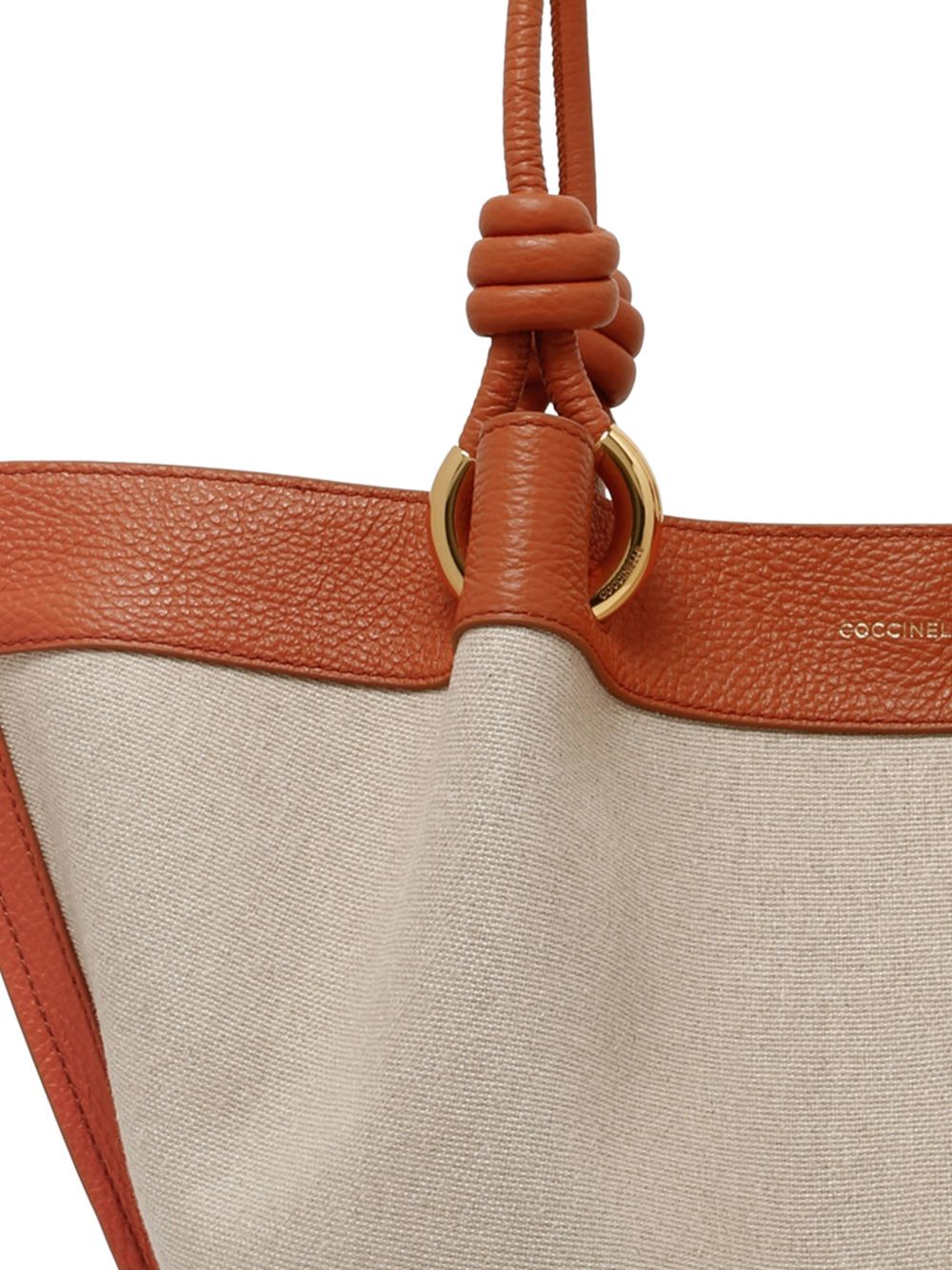 COCCINELLE Borsa a spalla in lino ed ecopelle 