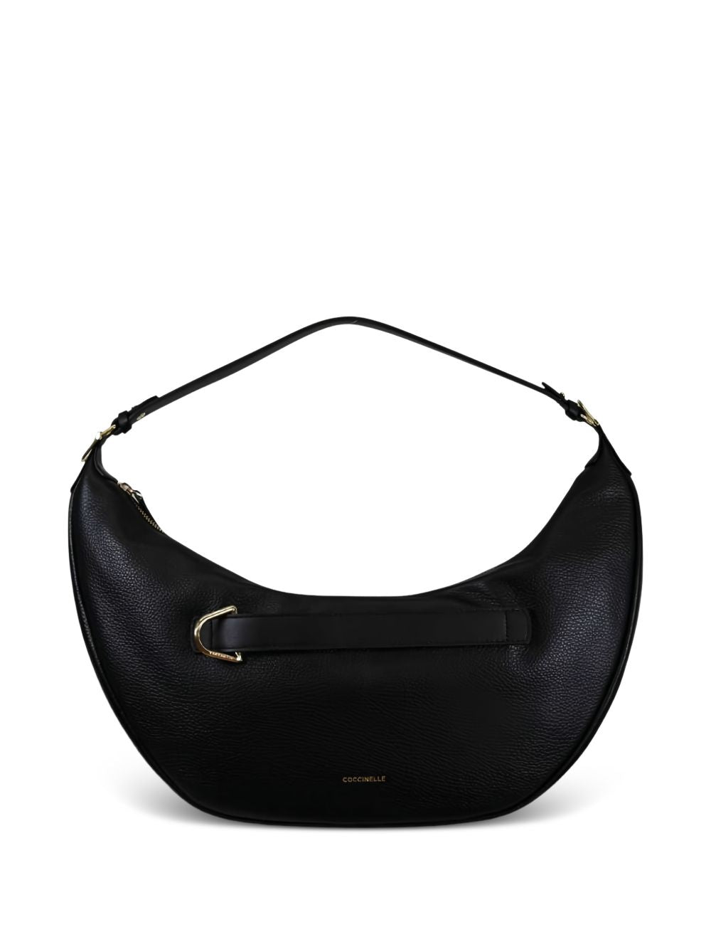 COCCINELLE Borsa a spalla in pelle nera satinata con fibbia 