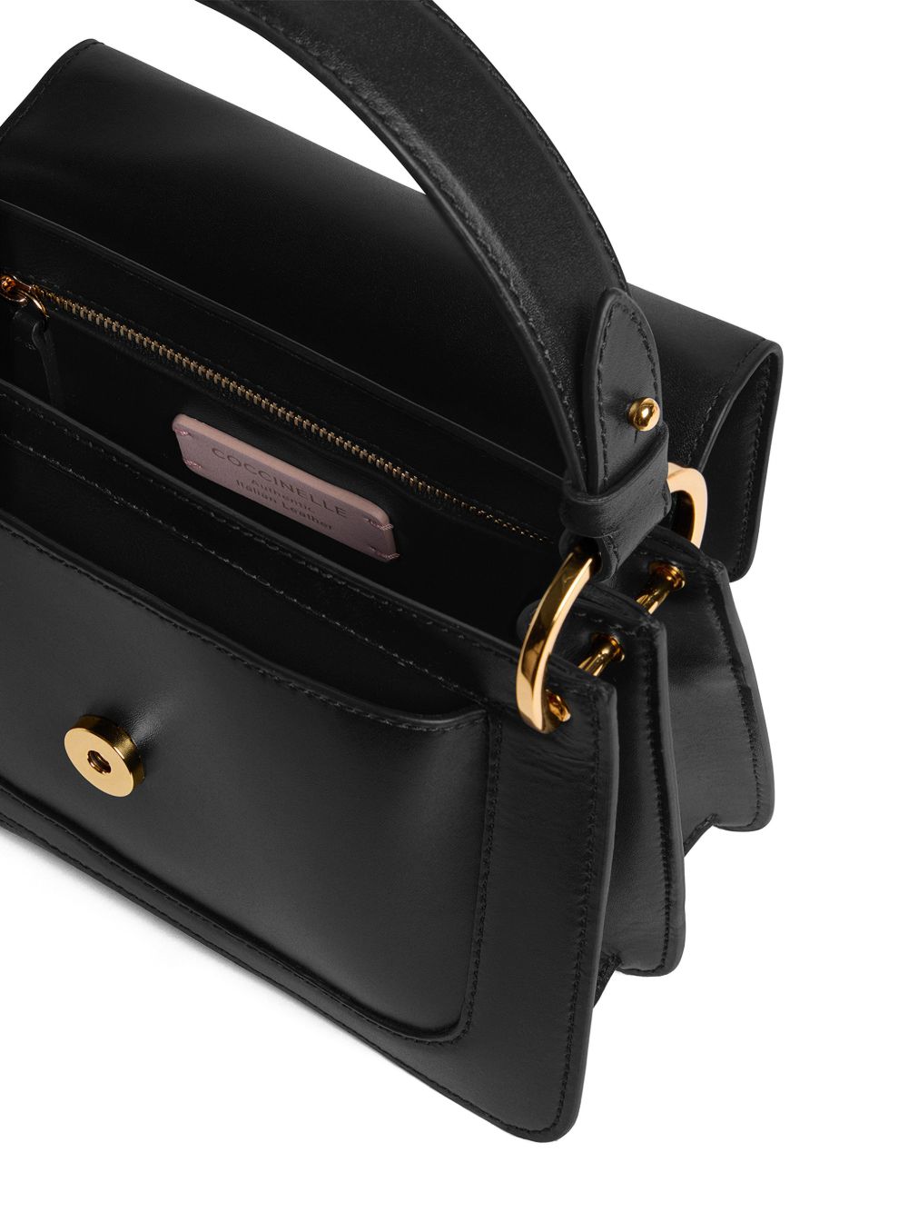COCCINELLE Borsa a mano nera in pelle con logo 