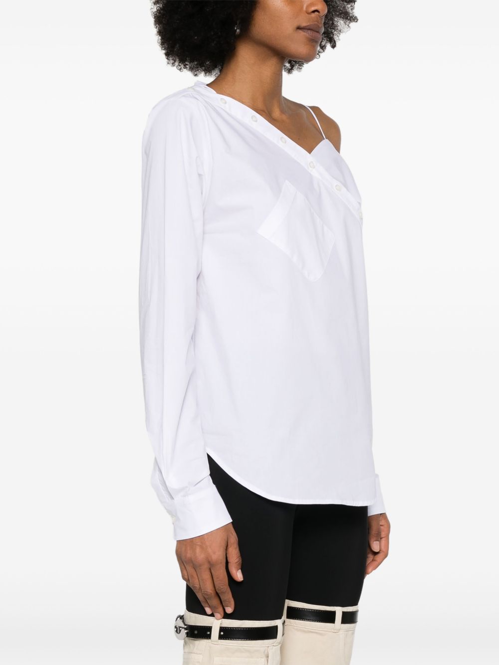 COPERNI Camicia asimmetrica in cotone bianco 