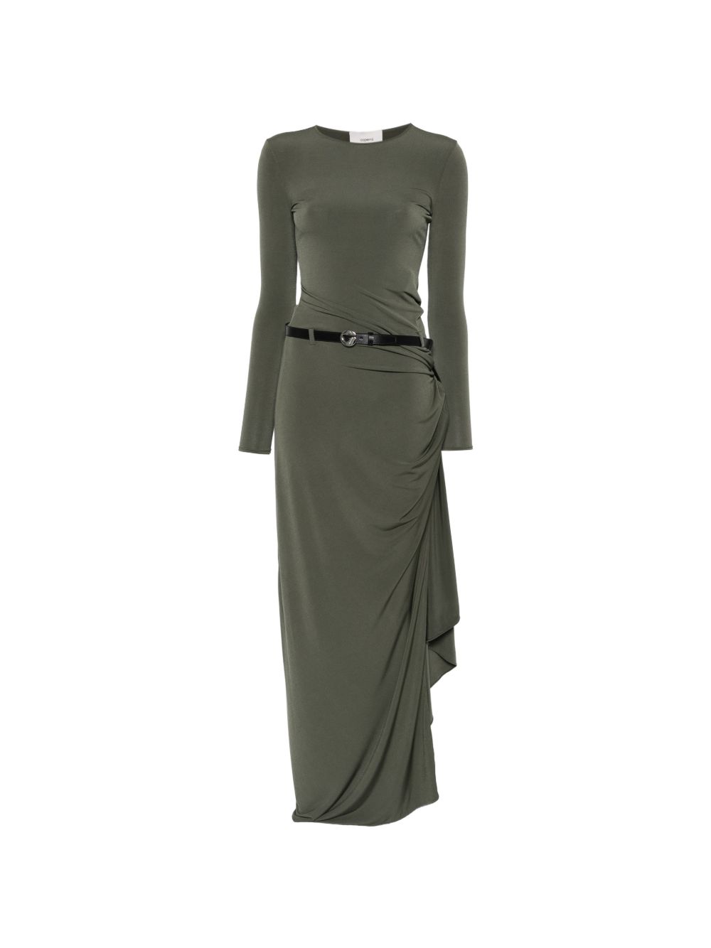 COPERNI Abito lungo drappeggiato verde con cintura 