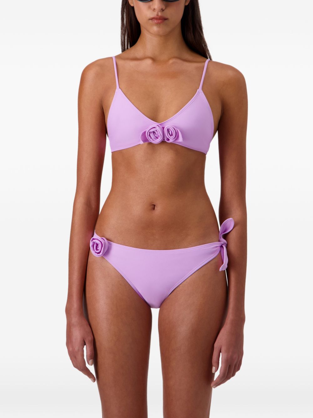 COPERNI Slip bikini lilla con dettaglio fiore e fiocco 