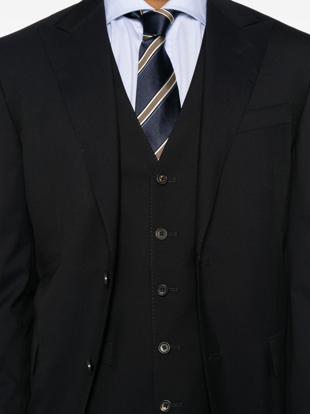 CORNELIANI Completo in lana vergine blu con giacca monopetto 