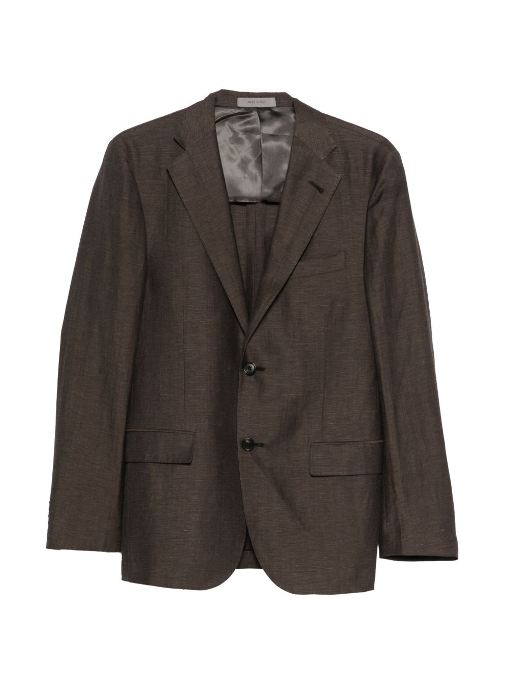 CORNELIANI Giacca monopetto in lina misto lino marrone 