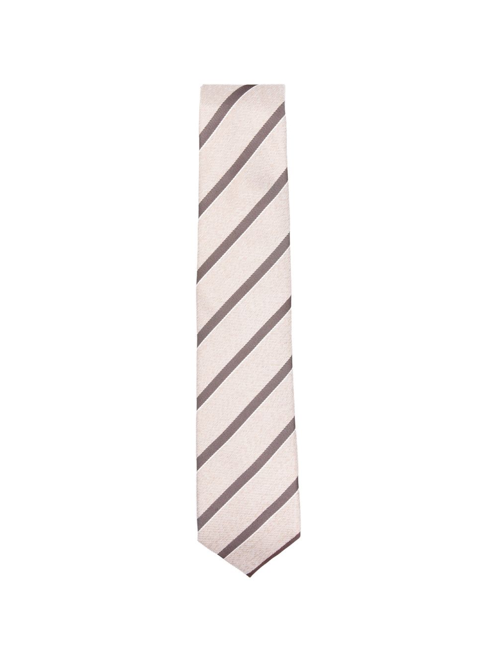 CORNELIANI Cravatta in seta a righe marroni e beige 