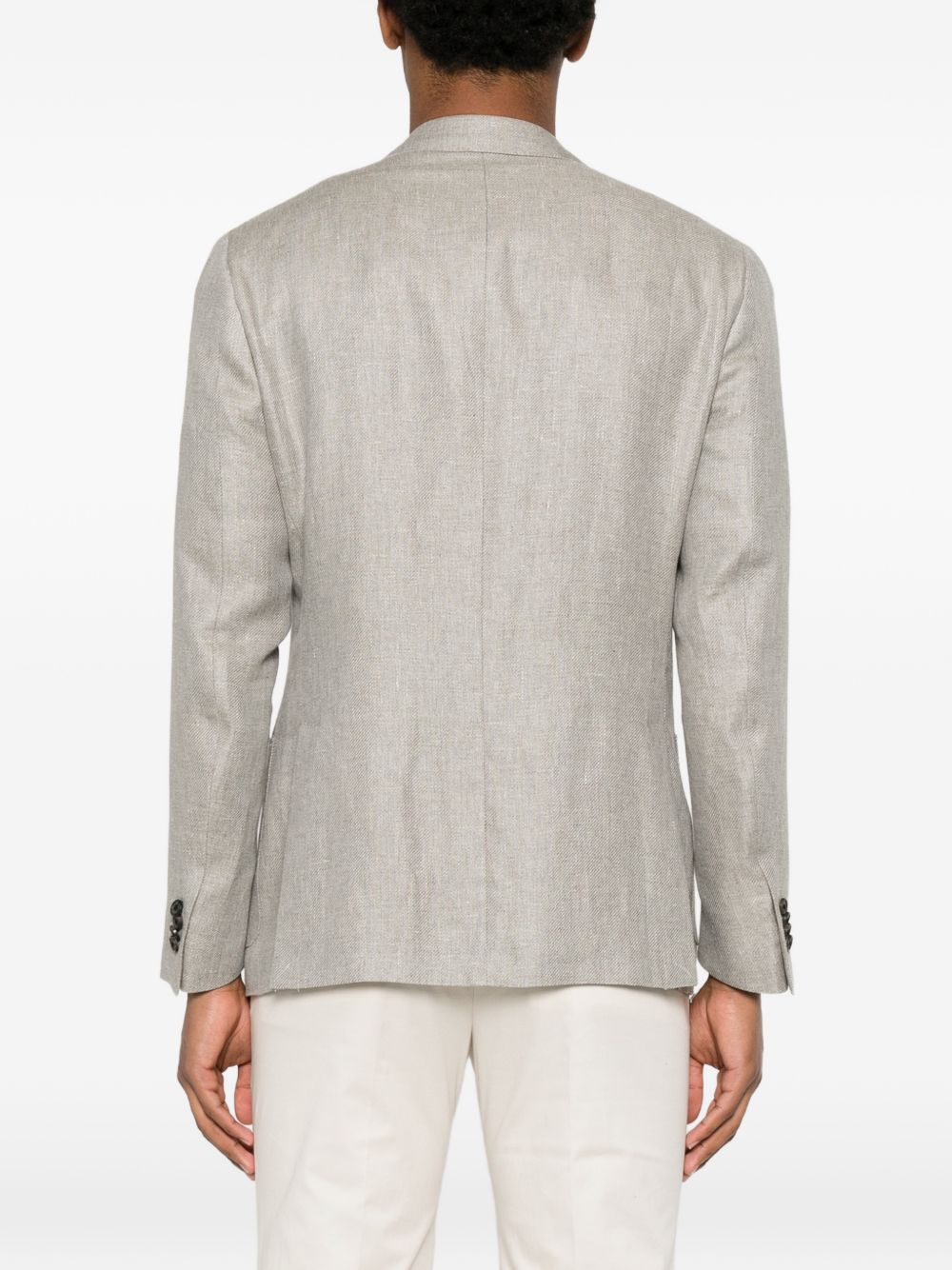 CORNELIANI Giacca monopetto in lino grigio 