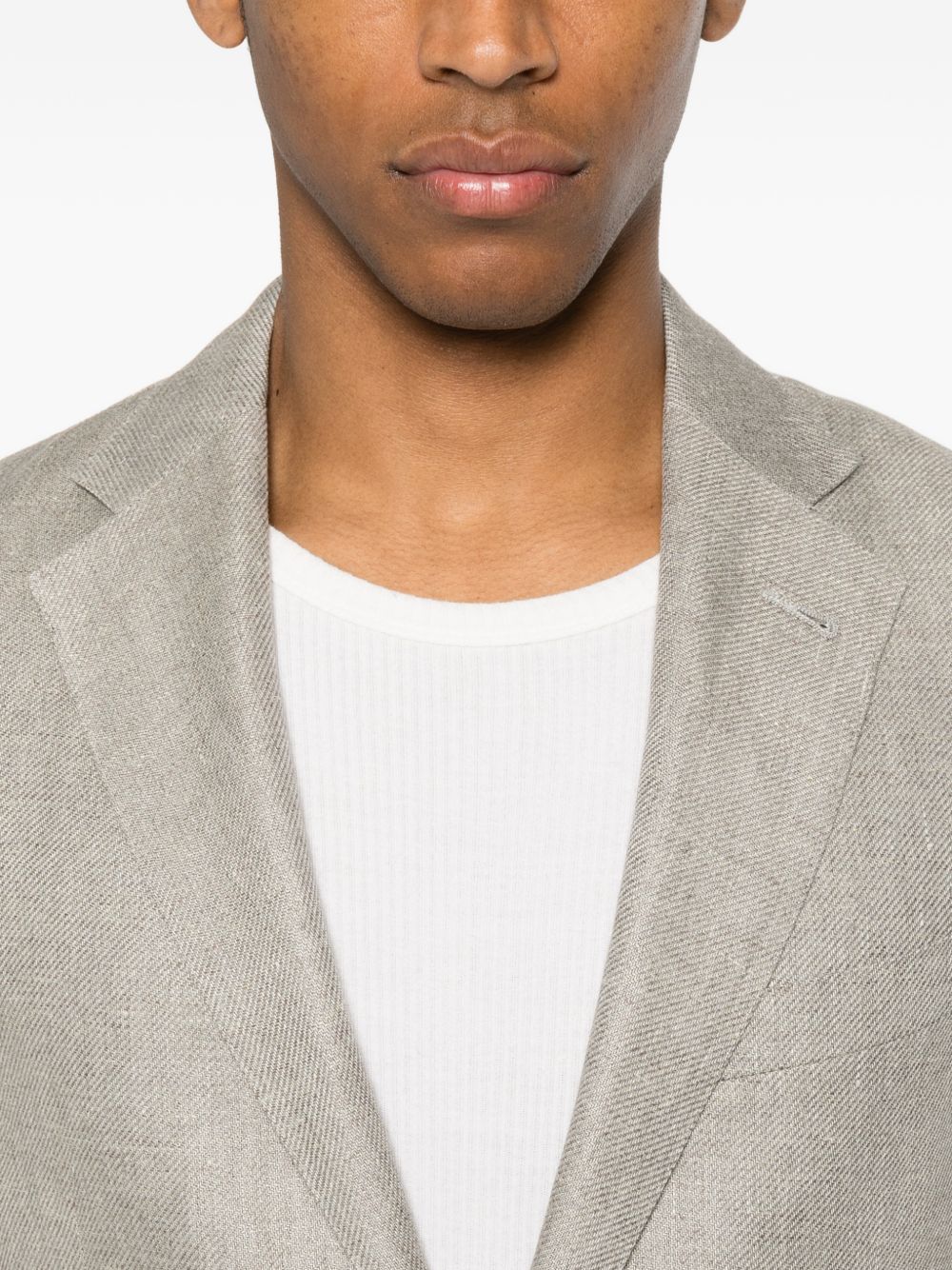 CORNELIANI Giacca monopetto in lino grigio 