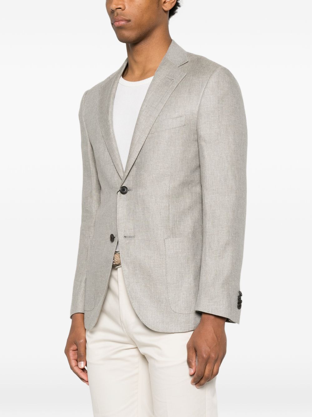 CORNELIANI Giacca monopetto in lino grigio 
