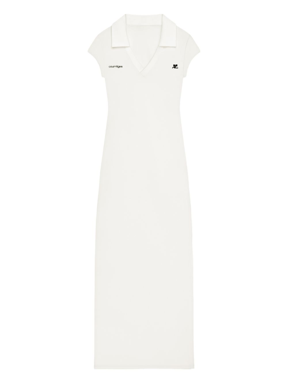 COURREGES Abito lungo con scollo a polo e spacco laterale 