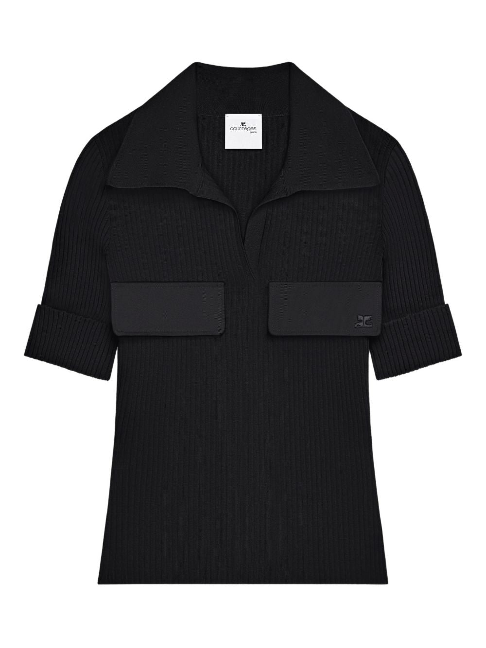 COURREGES Polo a maniche corte nera 
