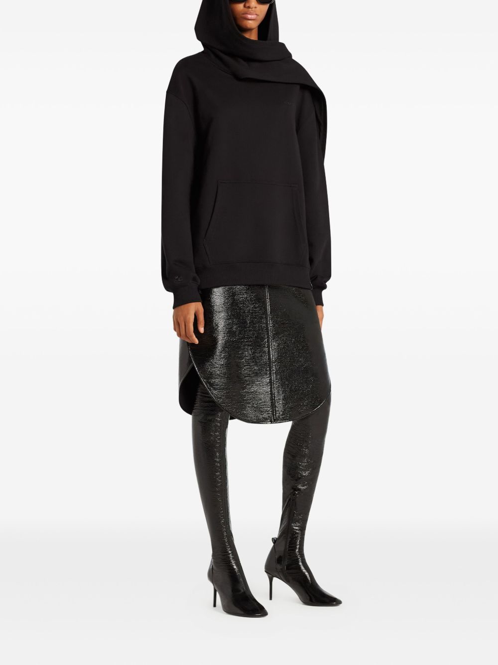COURREGES Felpa nera con cappuccio firmata Courreges 