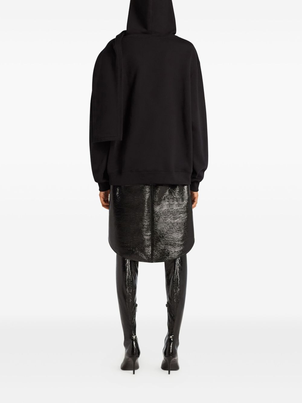 COURREGES Felpa nera con cappuccio firmata Courreges 