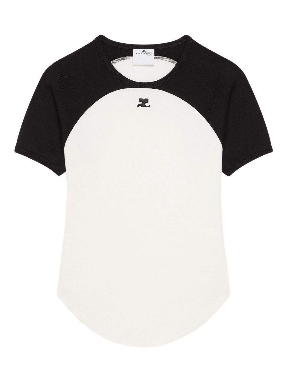 COURREGES T-shirt a maniche corte bianca e nera 