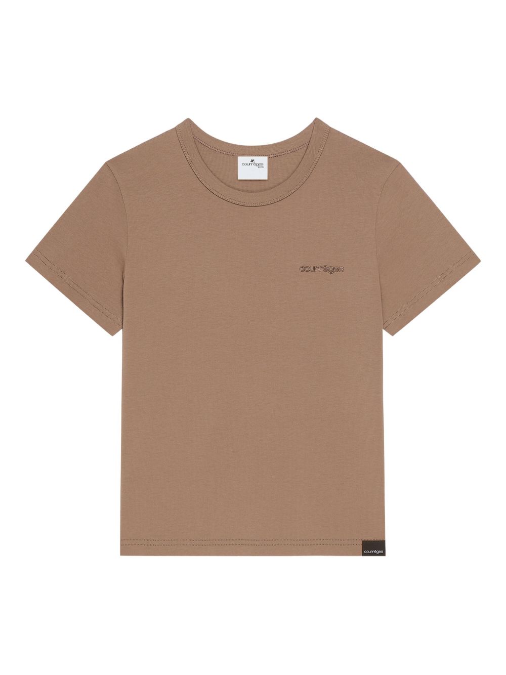 COURREGES T-shirt marrone con logo sul petto 