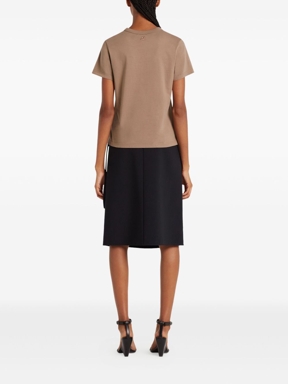 COURREGES T-shirt marrone con logo sul petto 