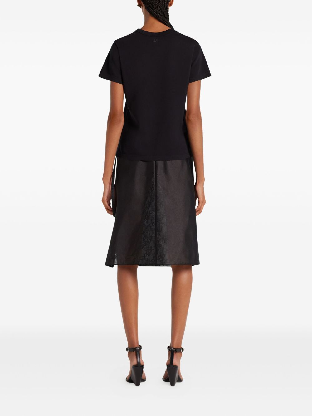 COURREGES T-shirt nera con logo sul petto 