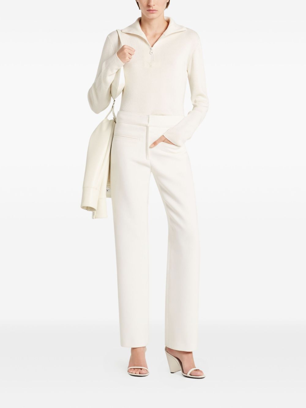 COURREGES Polo bianca con chiusura a zip sul collo 