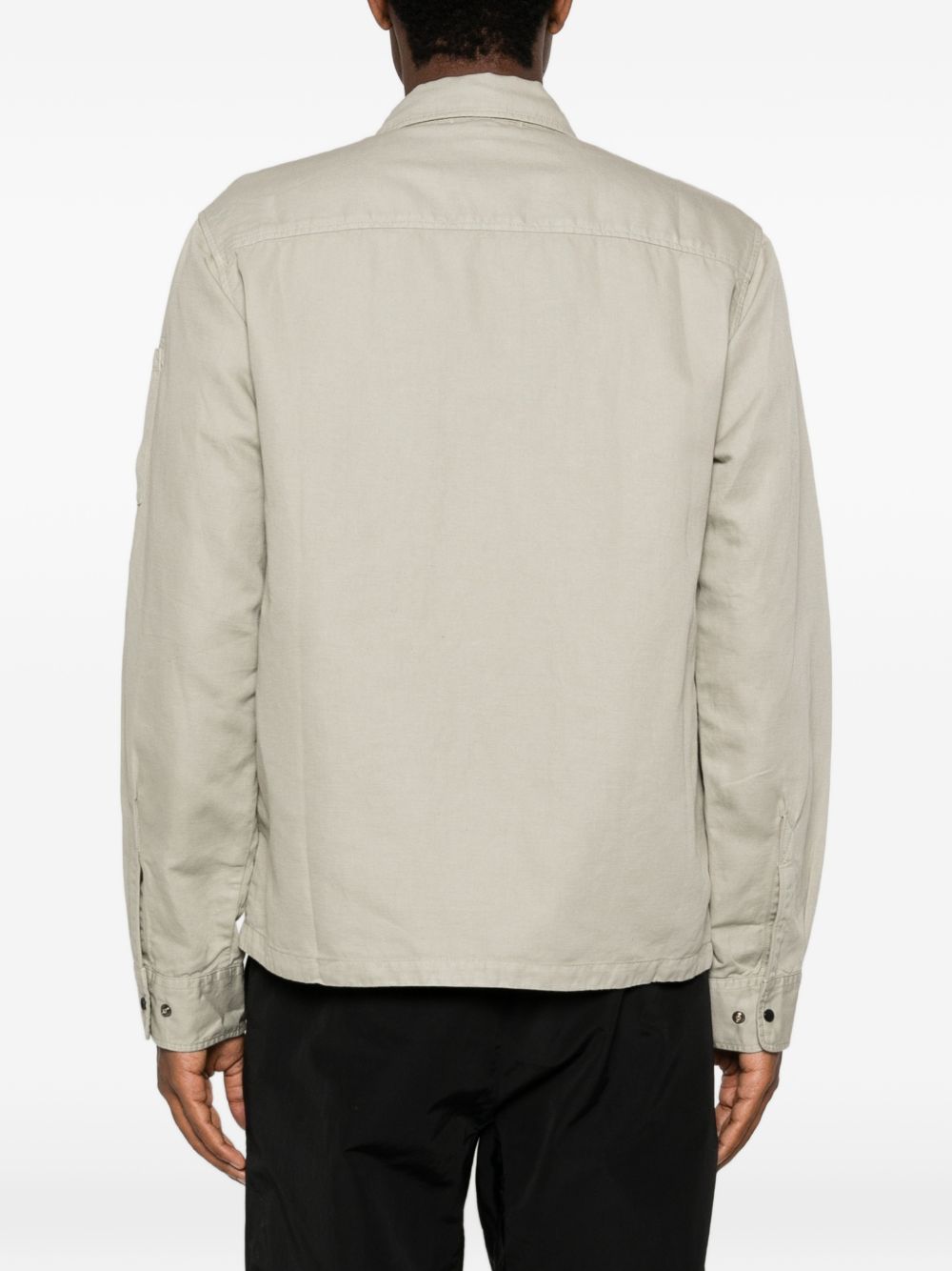 CP COMPANY Giacca camicia con zip in cotone misto lino grigio 