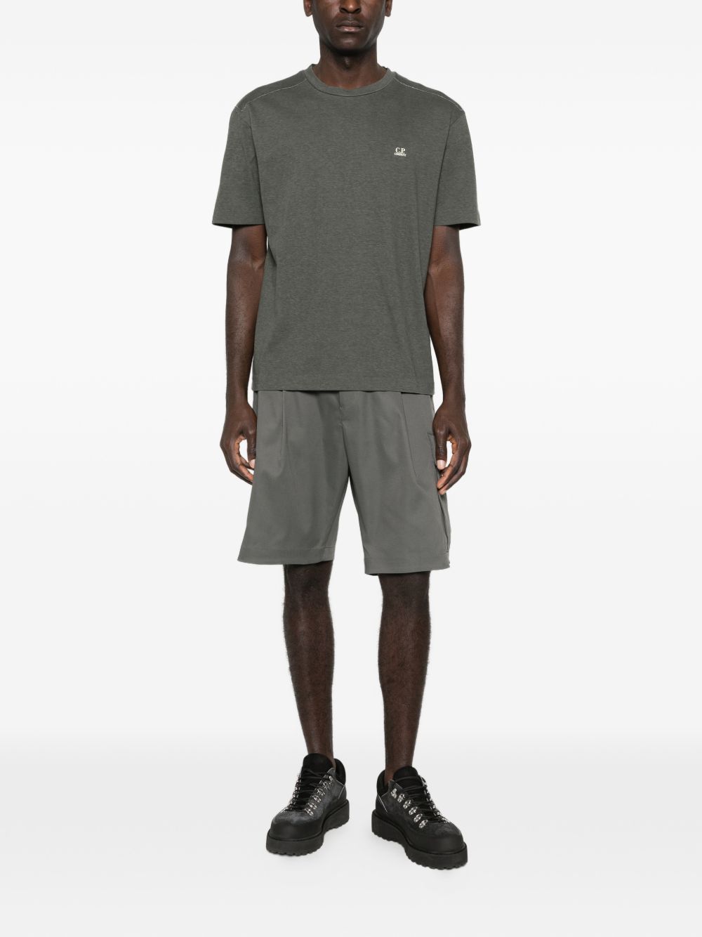 CP COMPANY T-shirt in cotone grigio con logo 