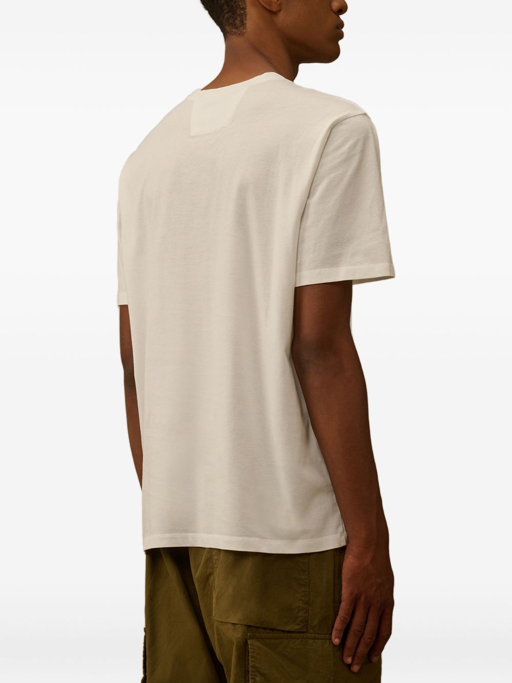 CP COMPANY T-shirt in cotone beige con logo 