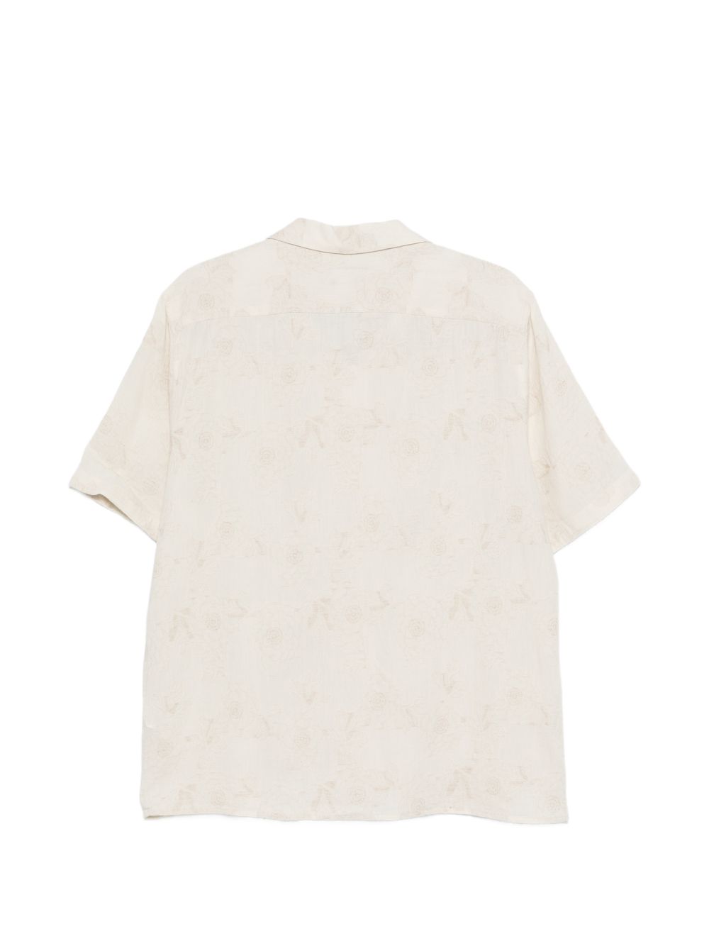 DANIELE ALESSANDRINI Camicia in cotone beige con motivo floreale jacquard 