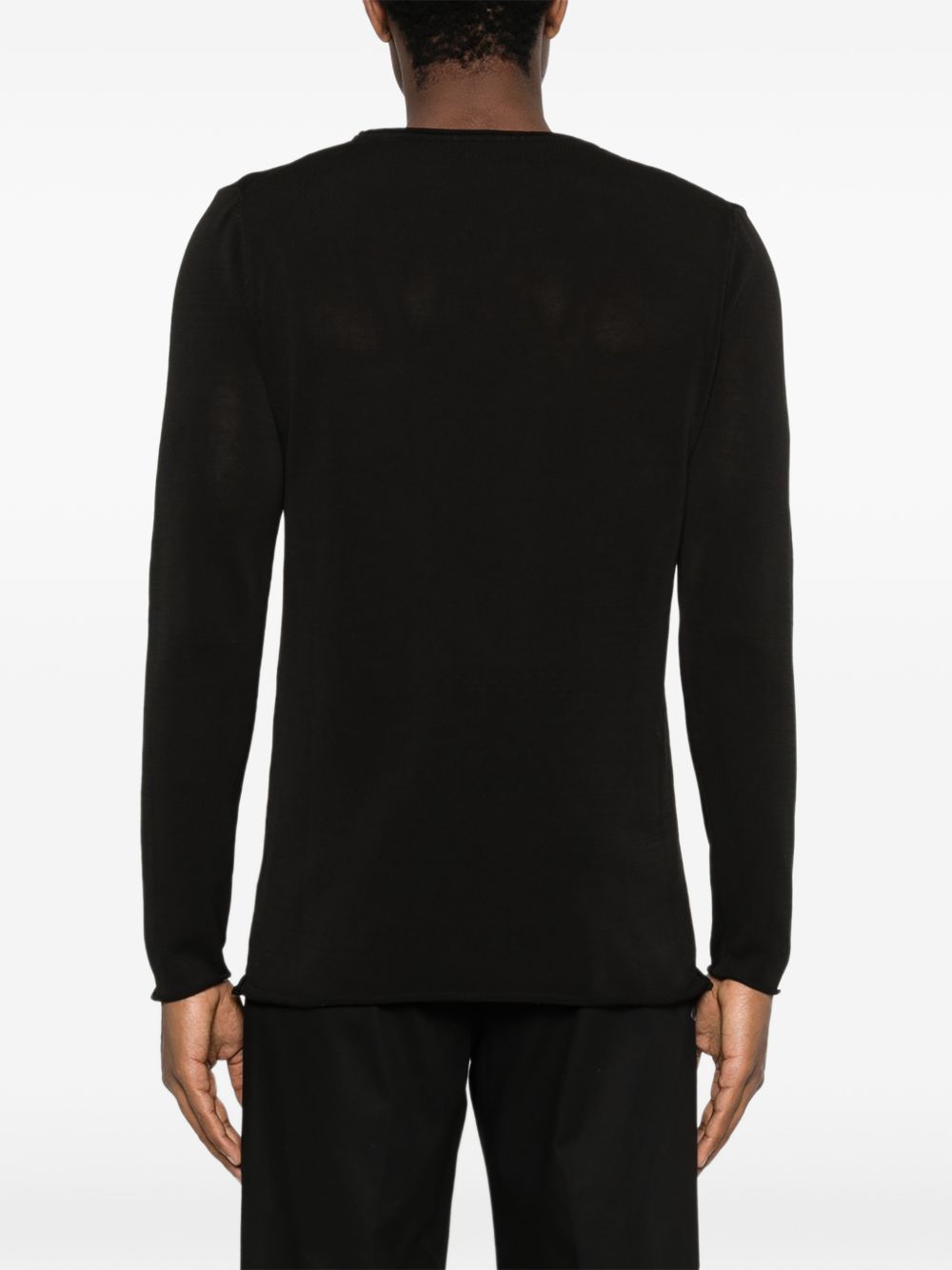 DANIELE FIESOLI T-shirt in cotone nero con girocollo a maniche lunghe 