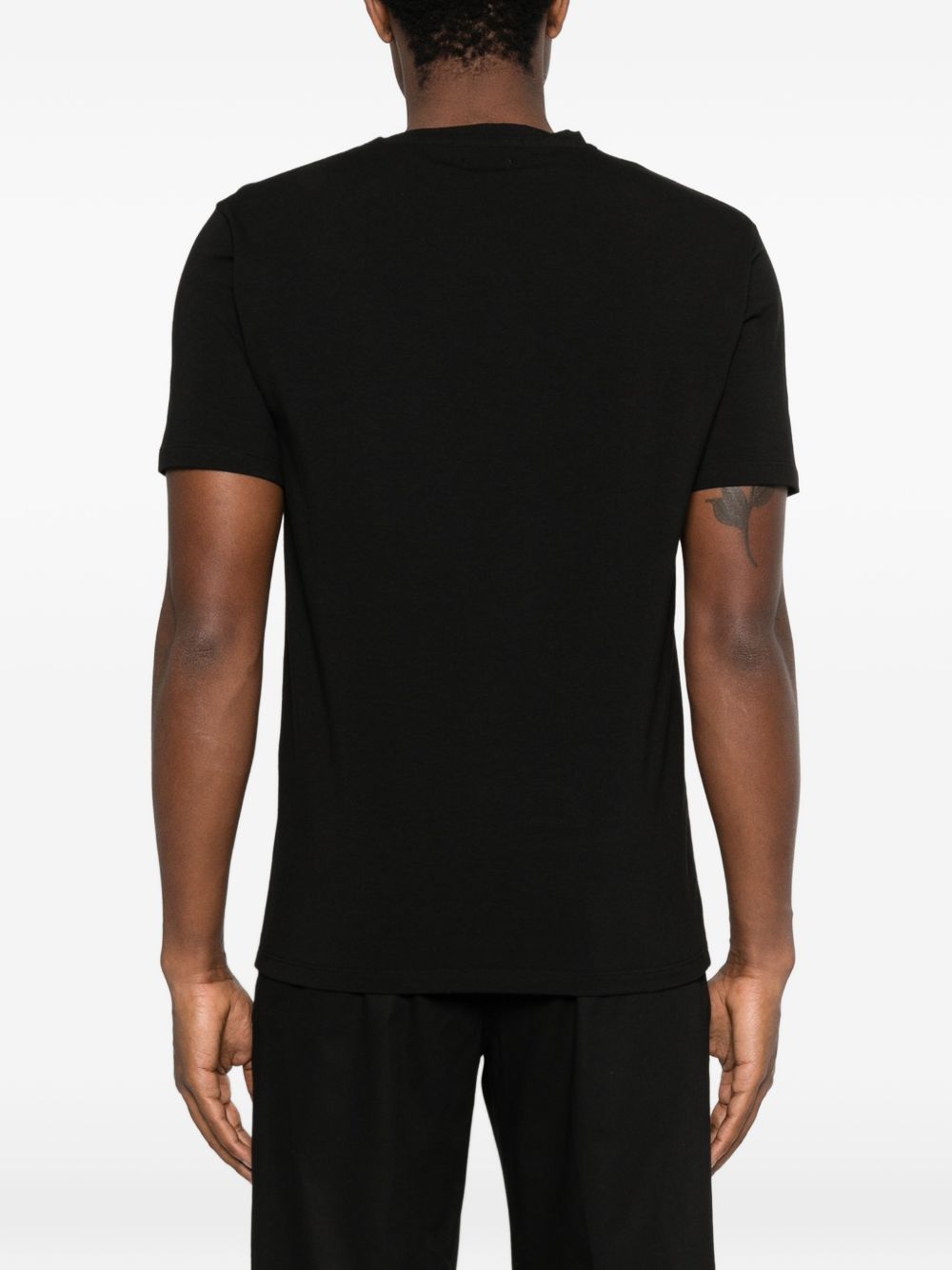 DANIELE FIESOLI T-shirt in cotone elasticizzato nero con girocollo e maniche corte 