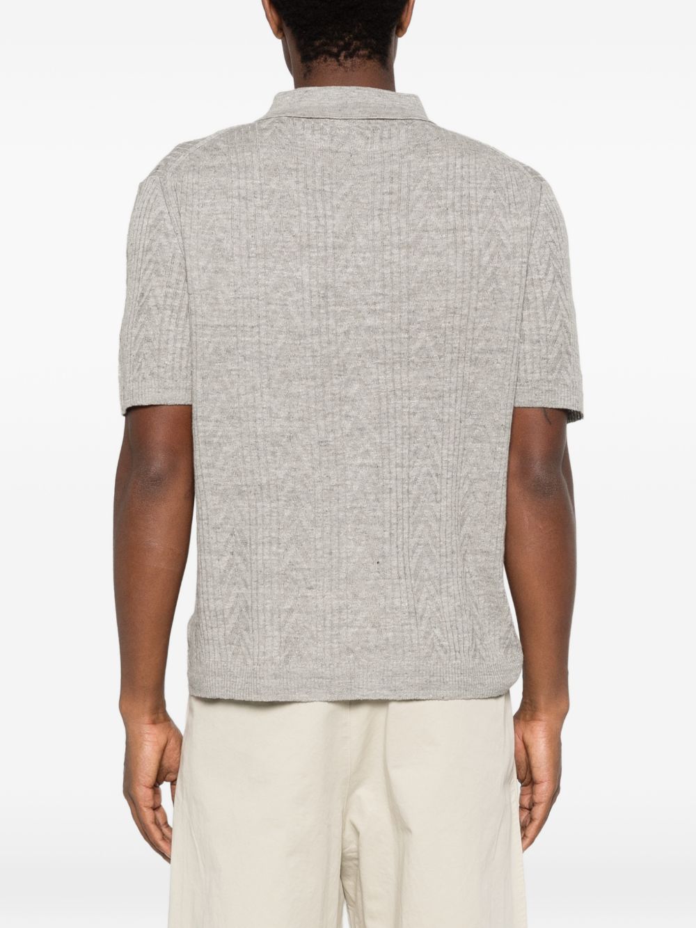 DANIELE FIESOLI Polo in cotone grigio a maglia costine con colletto a punte 