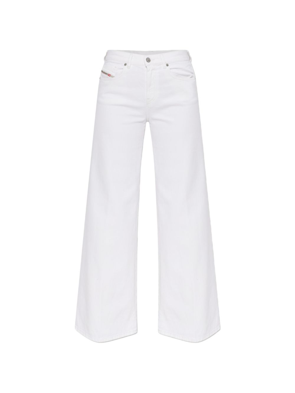 DIESEL Jeans a cinque tasche in cotone bianco con logo applicato 