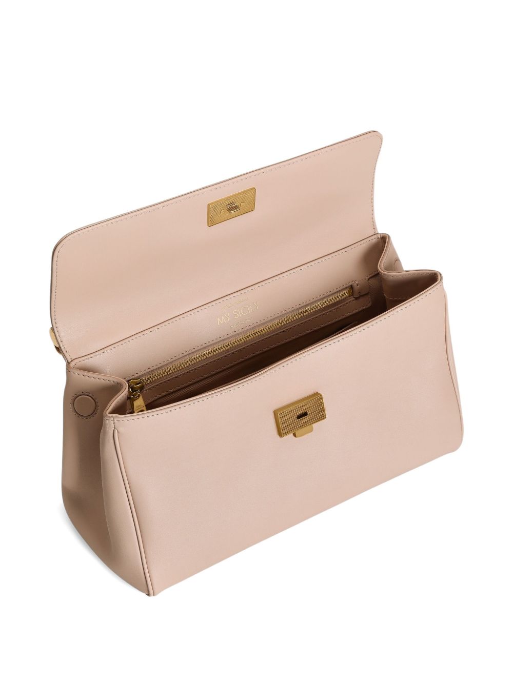DOLCE e GABBANA Borsa a mano Sicily rosa con dettagli oro 
