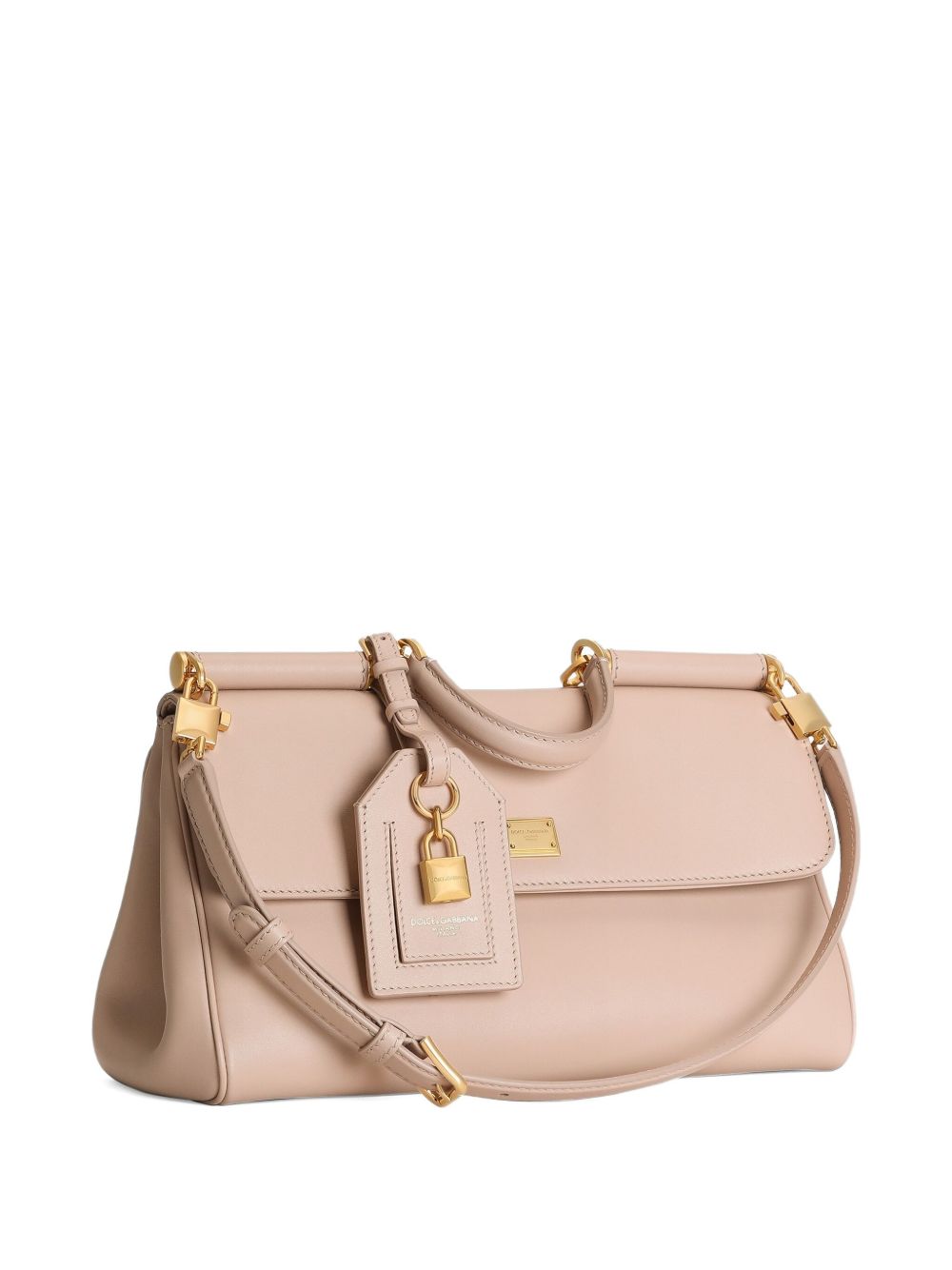 DOLCE e GABBANA Borsa a mano Sicily rosa con dettagli oro 
