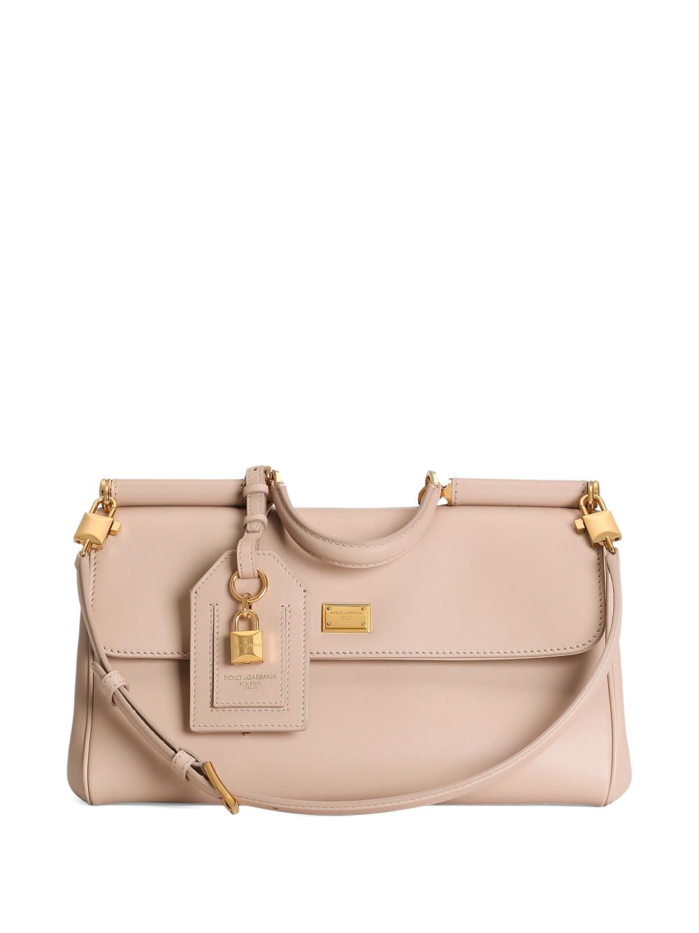 DOLCE e GABBANA Borsa a mano Sicily rosa con dettagli oro 