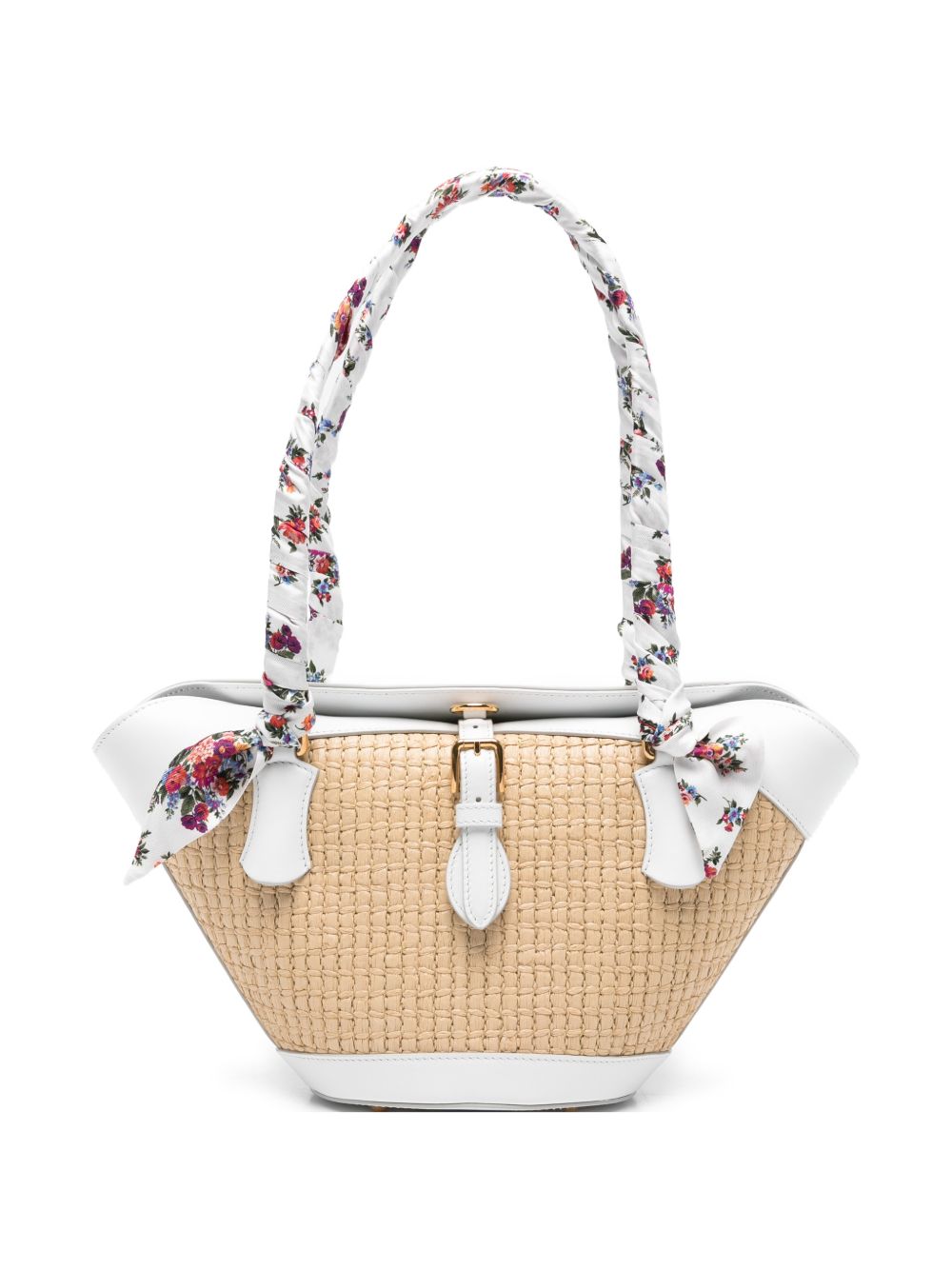 DOLCE e GABBANA Borsa a spalla Coffa Capri in rafia con stampa floreale 