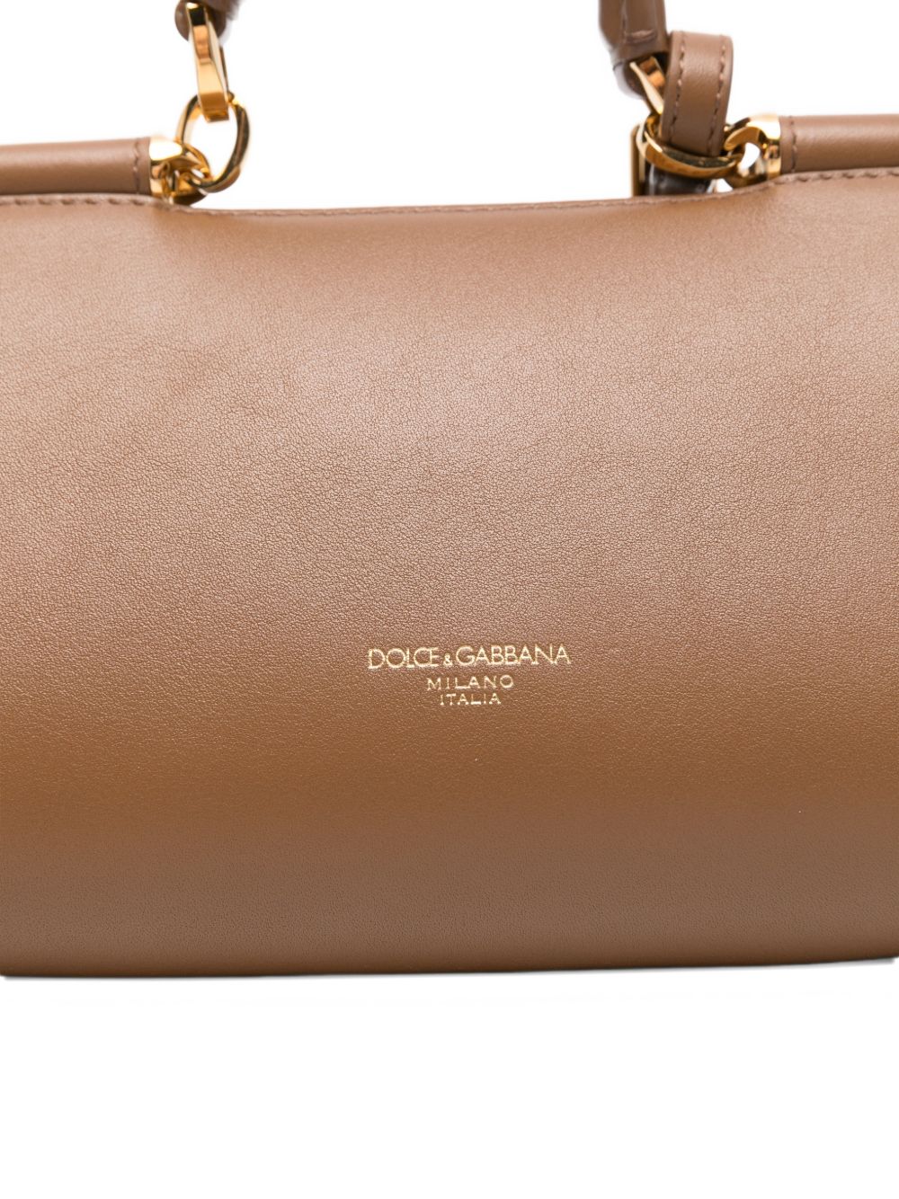 DOLCE e GABBANA Borsa a mano Sicily piccola in pelle marrone 