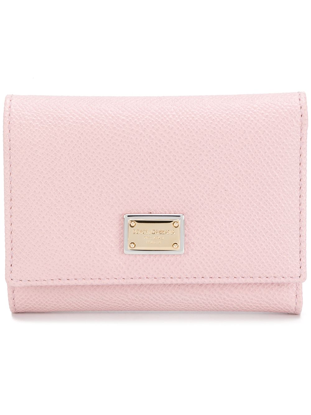 DOLCE e GABBANA Portafoglio in pelle rosa con targhetta logo 