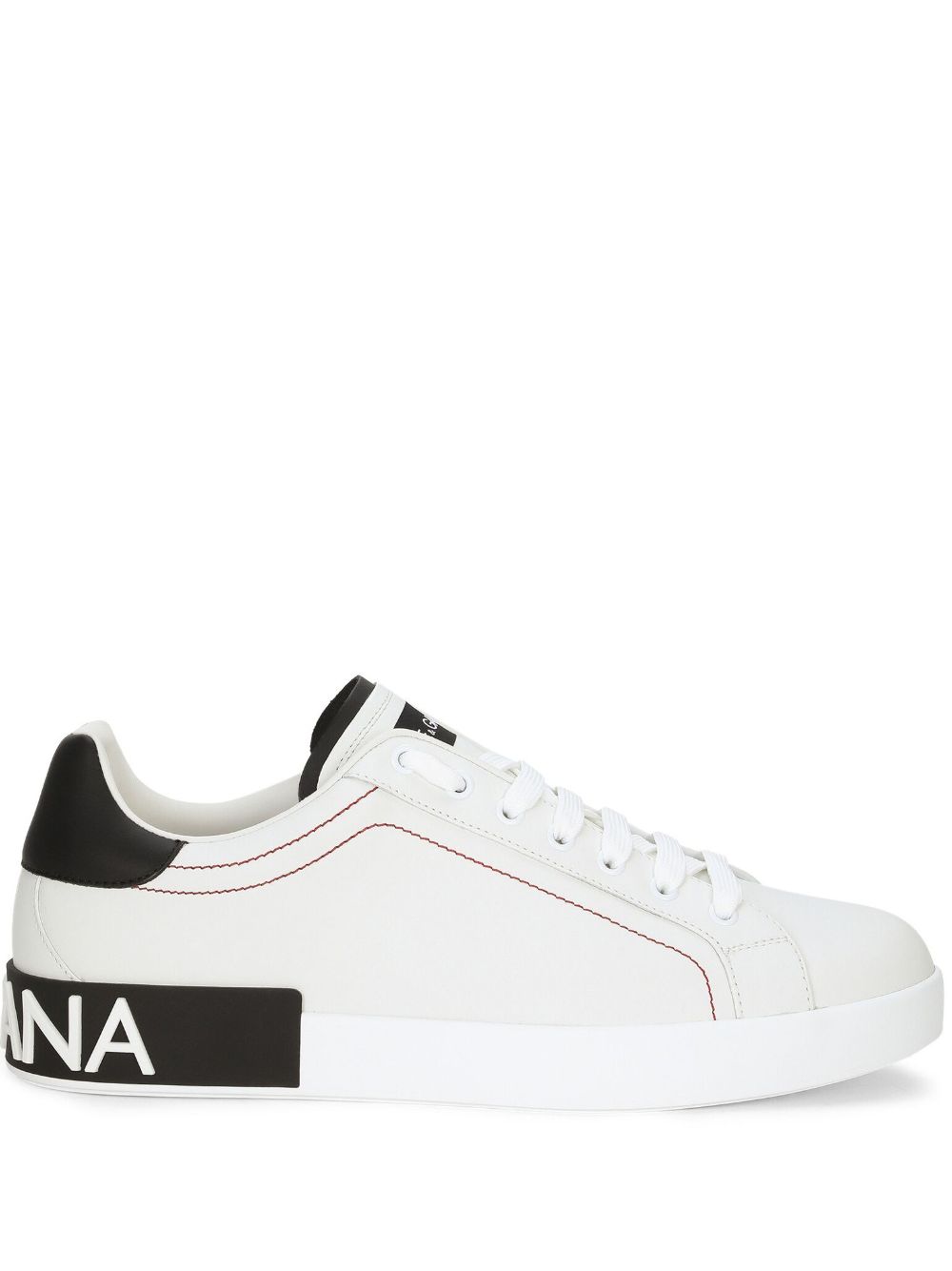 DOLCE e GABBANA Sneakers Portofino in pelle bianca con inserti neri 